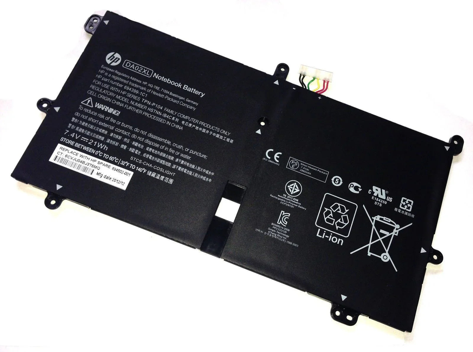 Original 7.4V 21Wh DA02XL HP Envy X2 11.6" Inch Series Tablet PC Notebook TPN-P104 664399-1C1 694399-1B1 HSTNN-IB4C 694502-001 Laptop Battery - eBuy UAE
